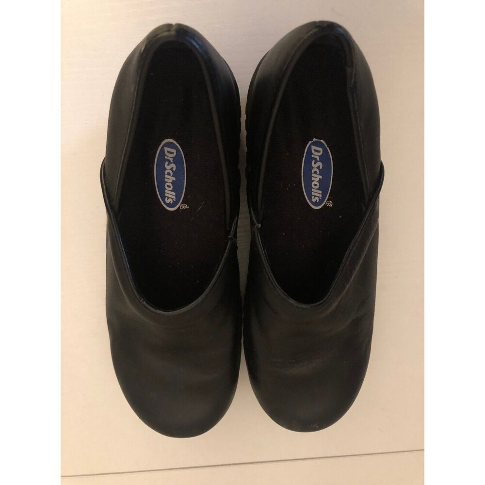 Dr SCHOLLS WORK DYNAMO Black Leather Clogs Slip Resistant Shoes‎ Women's SZ 8